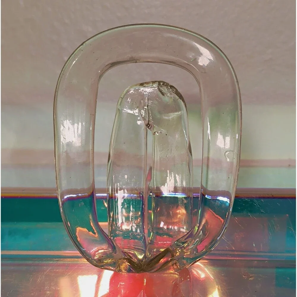 Vintage Mid Century Hand Blown Glass Towel Holder Ring MCM Bathroom Wall Decor
